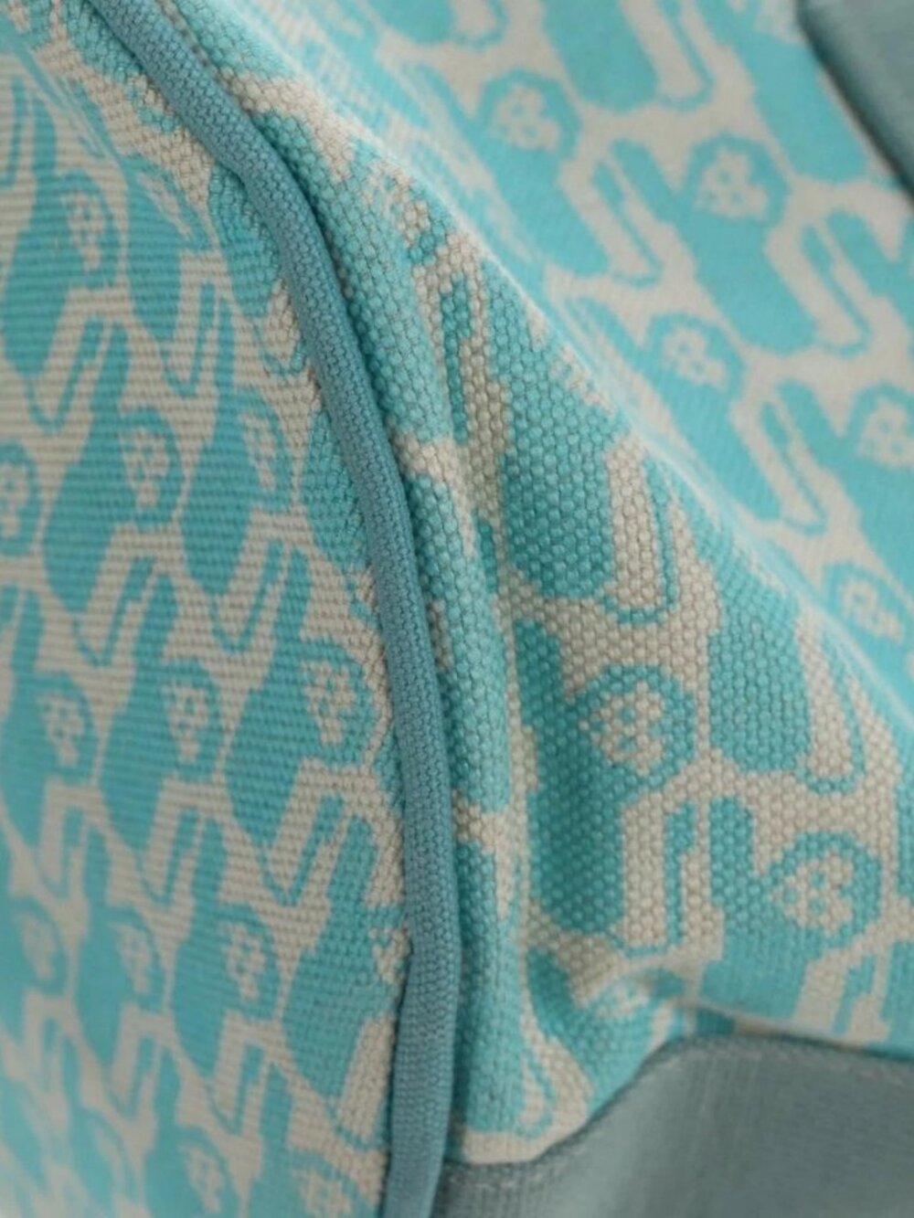 HERMES Animo Pixel GM Hand Bag Canvas Light Blue Silver Auth 158904V - Picture 11 of 15